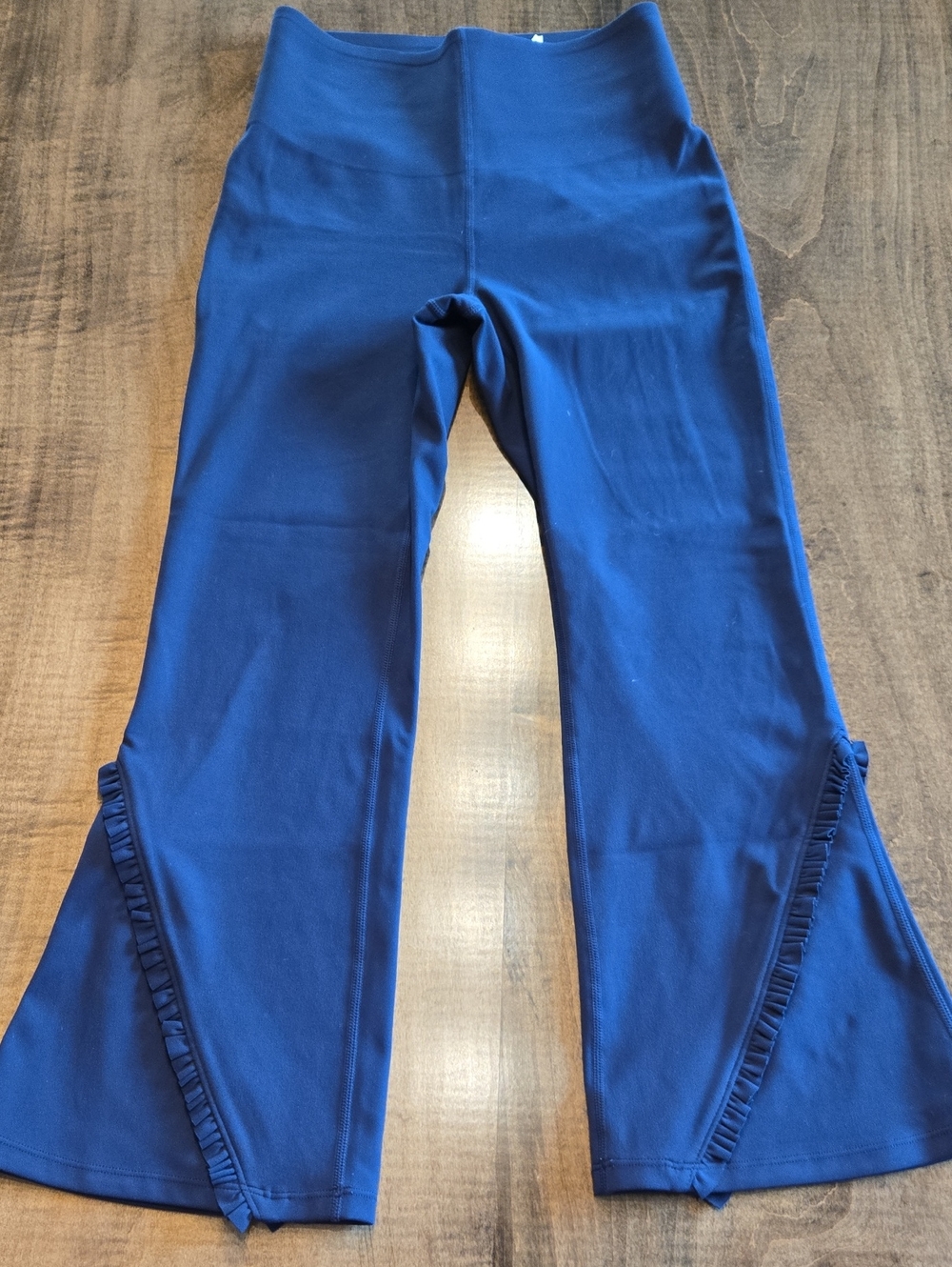 Womens Navy Ruffle Hem Flare Leggings